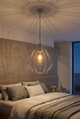 Orsina Pendant Light in a modern bedroom, casting beautiful shadows on the wall