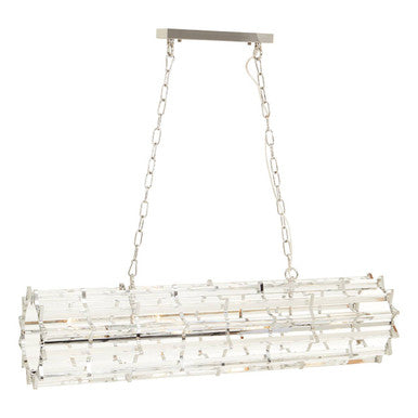 Orsina Pendant Light with a geometric crystal design and silver chain for modern interiors