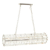 Orsina Pendant Light with a geometric crystal design and silver chain for modern interiors