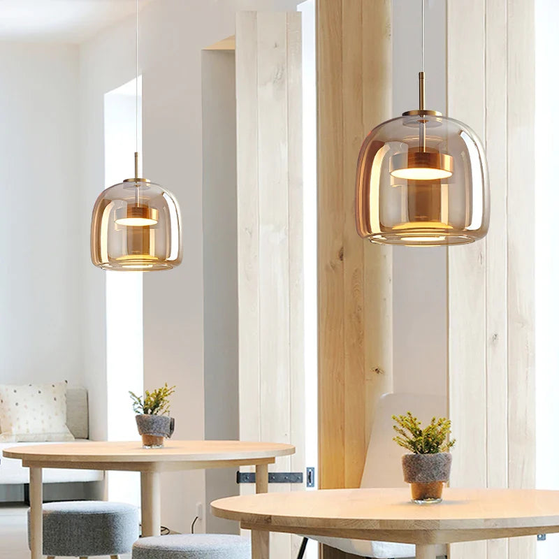 Nisu Home Elegant Pendant Light with Transparent Shade for Modern Living Spaces