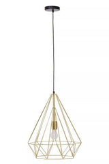 Orsina Pendant Light with a geometric gold frame and black cable for modern interior decor