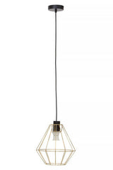 Orsina Pendant Light with geometric gold cage design for modern interiors