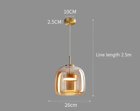 Nisu Home Pendant Light with a modern glass design and adjustable line length of 2.5m