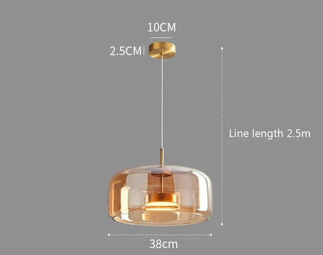 Nisu Home Pendant Light with Amber Glass Shade and Gold Finish, perfect for modern interiors