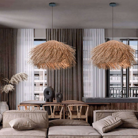 Nisu Home Pendant Light made of natural materials adding a warm, bohemian touch to modern interiors