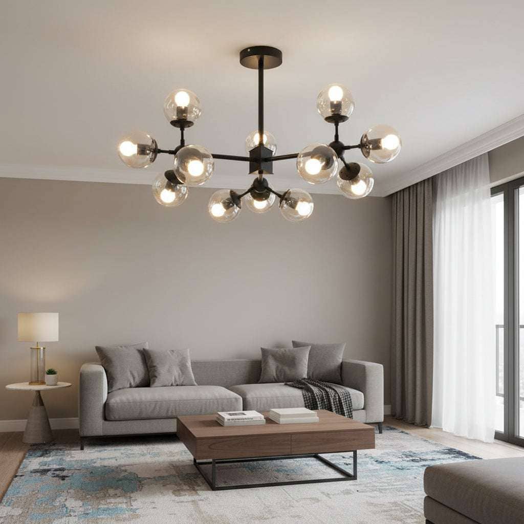 Abira Matte Black 12 Arm Pendant Light Orsina