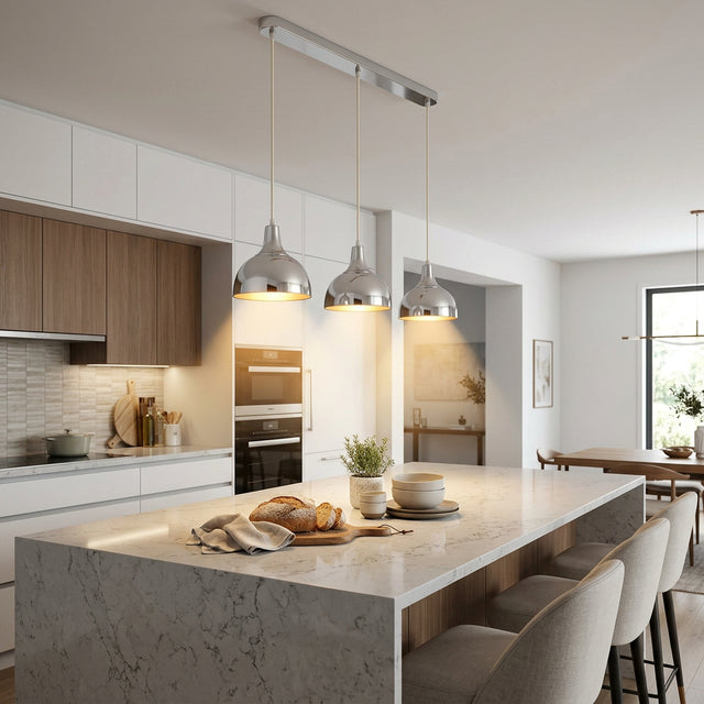Orsina Pendant Light in a modern kitchen with marble countertop and stylish decor