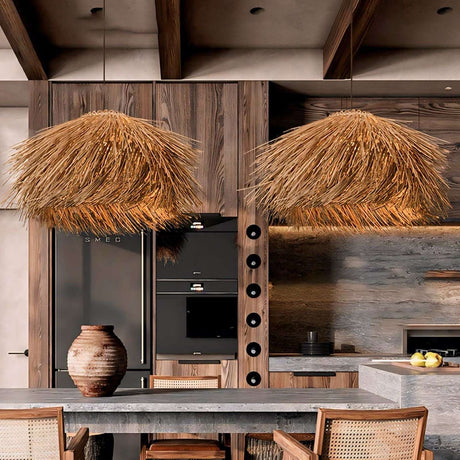 Nisu Home Pendant Light featuring a natural straw design, ideal for modern kitchens and dining areas