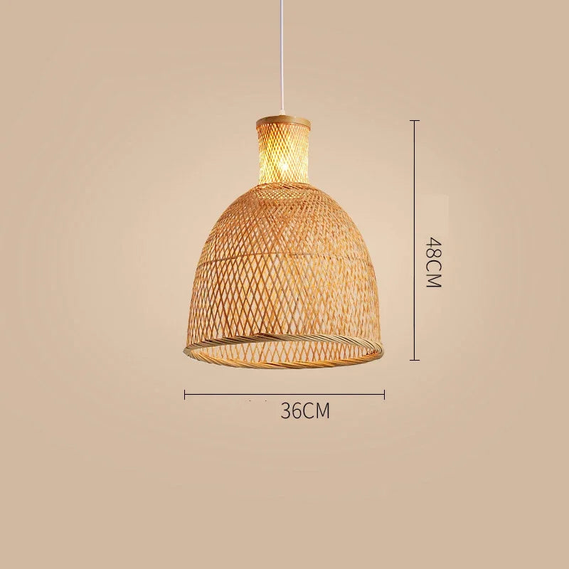 Nisu Home Pendant Light in natural wicker design, 48CM height and 36CM diameter for stylish lighting