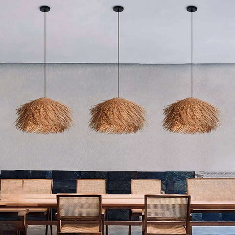 Nisu Home Pendant Light with a natural straw design, perfect for modern dining spaces