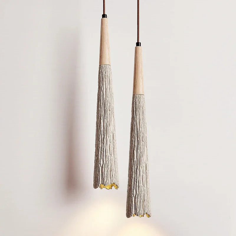 Stylish Nisu Home Pendant Light with textured grey finish and wooden accents for modern interiors