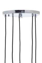 Orsina Pendant Lights with a sleek chrome ceiling plate and four black hanging cords