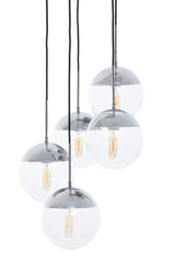 Orsina Pendant Lights featuring five glass globes with stylish chrome finish for modern interiors