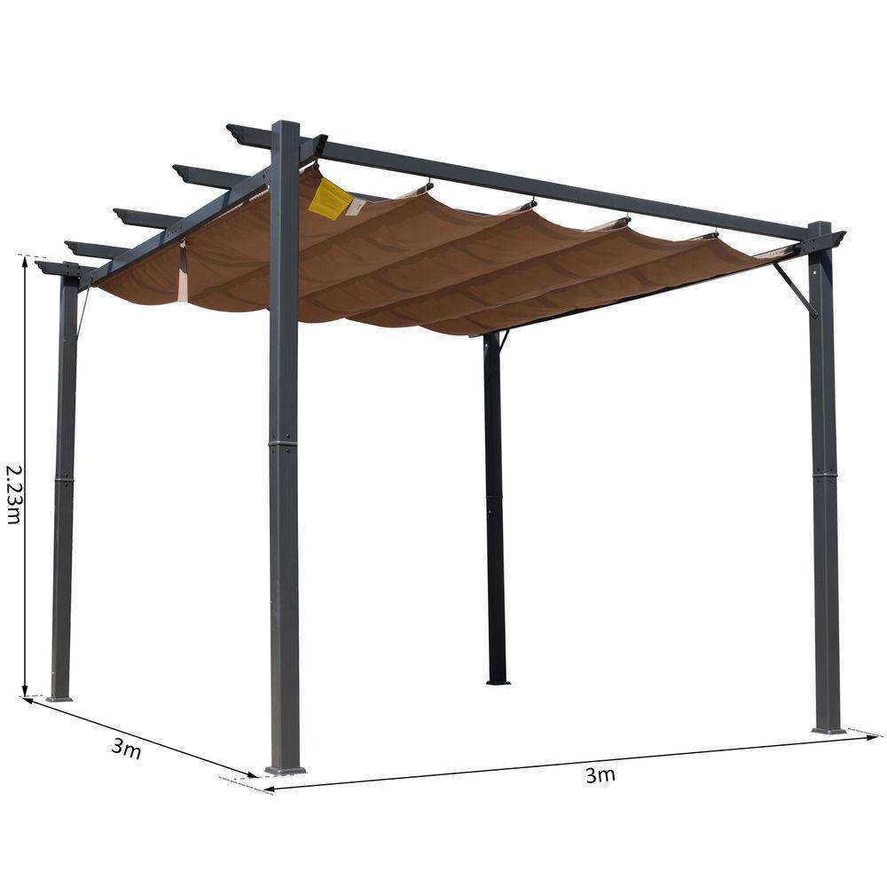 Pergola Awning 3x3 m-Brown/Black Outsunny