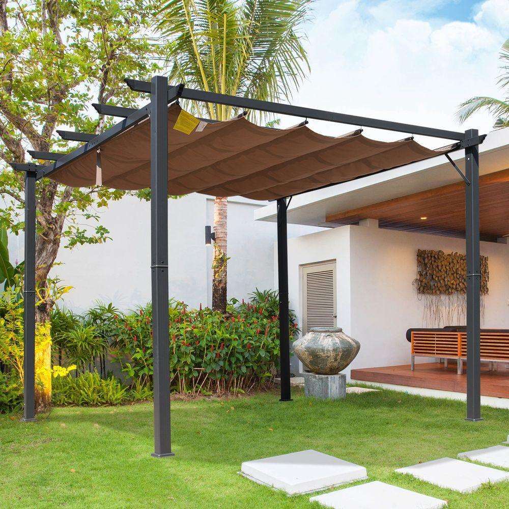 Pergola Awning 3x3 m-Brown and Black Outsunny