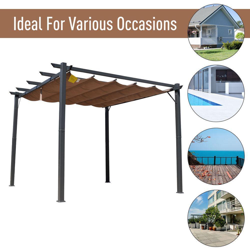 Pergola Awning 3x3 m-Brown and Black Outsunny