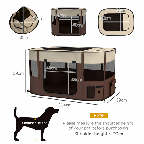 PawHut Portable Dog Pen for Puppies, Rabbits, Kittens, Guinea Pigs - Brown PawHut
