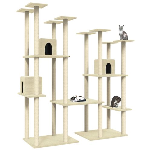vidaXL Cat Tree with Sisal Scratching Posts Cream 174 cm vidaXL