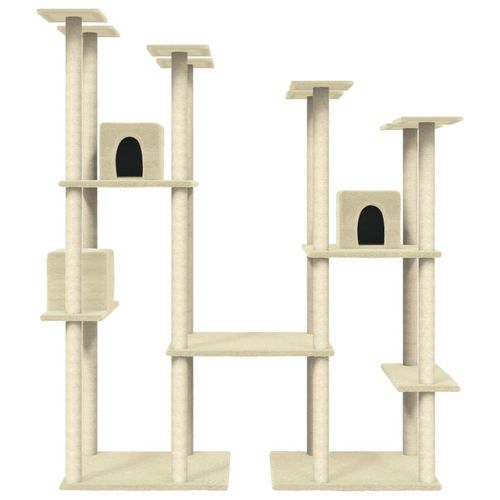 vidaXL Cat Tree with Sisal Scratching Posts Cream 174 cm vidaXL
