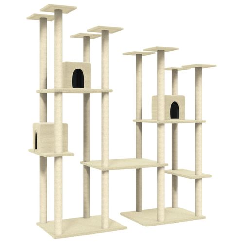 vidaXL Cat Tree with Sisal Scratching Posts Cream 174 cm vidaXL