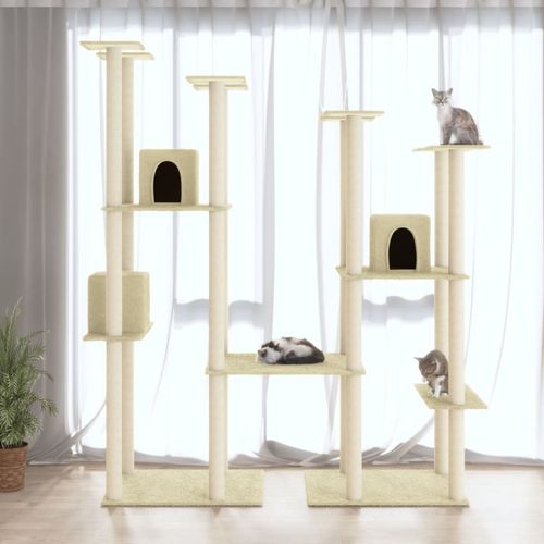 vidaXL Cat Tree with Sisal Scratching Posts Cream 174 cm vidaXL