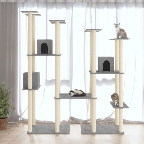 vidaXL Cat Tree with Sisal Scratching Posts Cream 174 cm vidaXL
