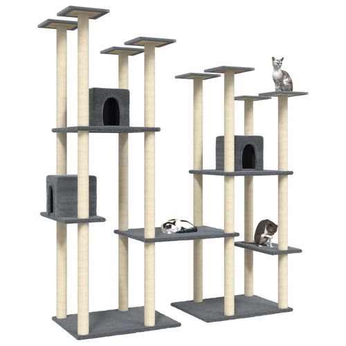 vidaXL Cat Tree with Sisal Scratching Posts Cream 174 cm vidaXL