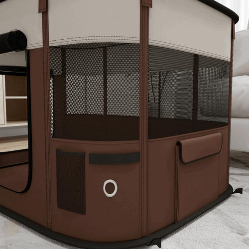 PawHut Portable Dog Pen for Puppies, Rabbits, Kittens, Guinea Pigs - Brown PawHut