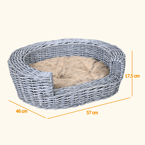 Elevated Dog Basket Sofa Bed Wicker Willow Rattan Cushion Pawhut Unbranded