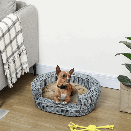 Elevated Dog Basket Sofa Bed Wicker Willow Rattan Cushion Pawhut Unbranded