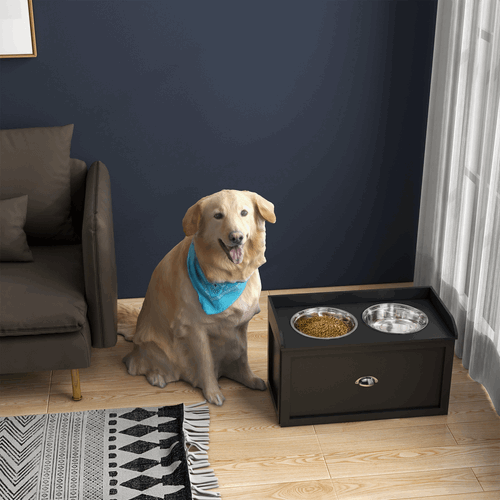 PawHut Stainless Steel Raised Dog Bowl With 21L Storage Drawer, for Large Dogs PawHut