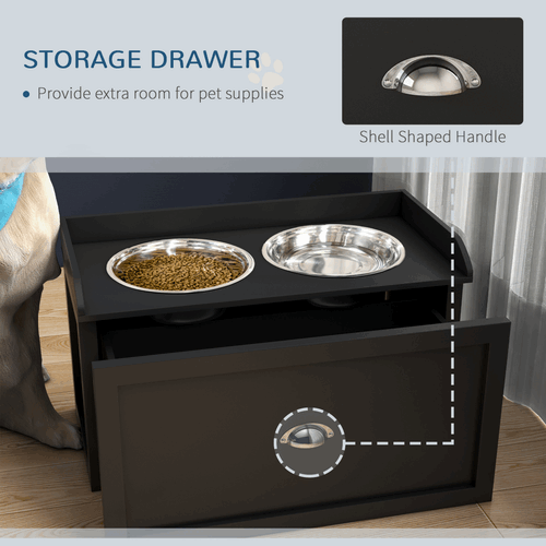 PawHut Stainless Steel Raised Dog Bowl With 21L Storage Drawer, for Large Dogs PawHut