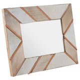 Orsina Photo Frame with a Stylish Chevron Design in Natural Wood and Metallic Accents