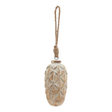 Antique White Wash Pine Cone Bauble BROWN WOOD Shades 4 Seasons