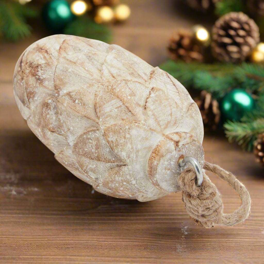 Antique White Wash Pine Cone Bauble Shades 4 Seasons