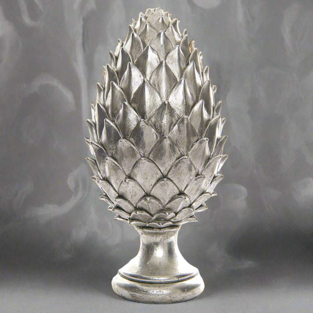 Shades 4 Seasons Silver Pinecone Finial Christmas Decor SILVER CERAMIC Shades 4 Seasons