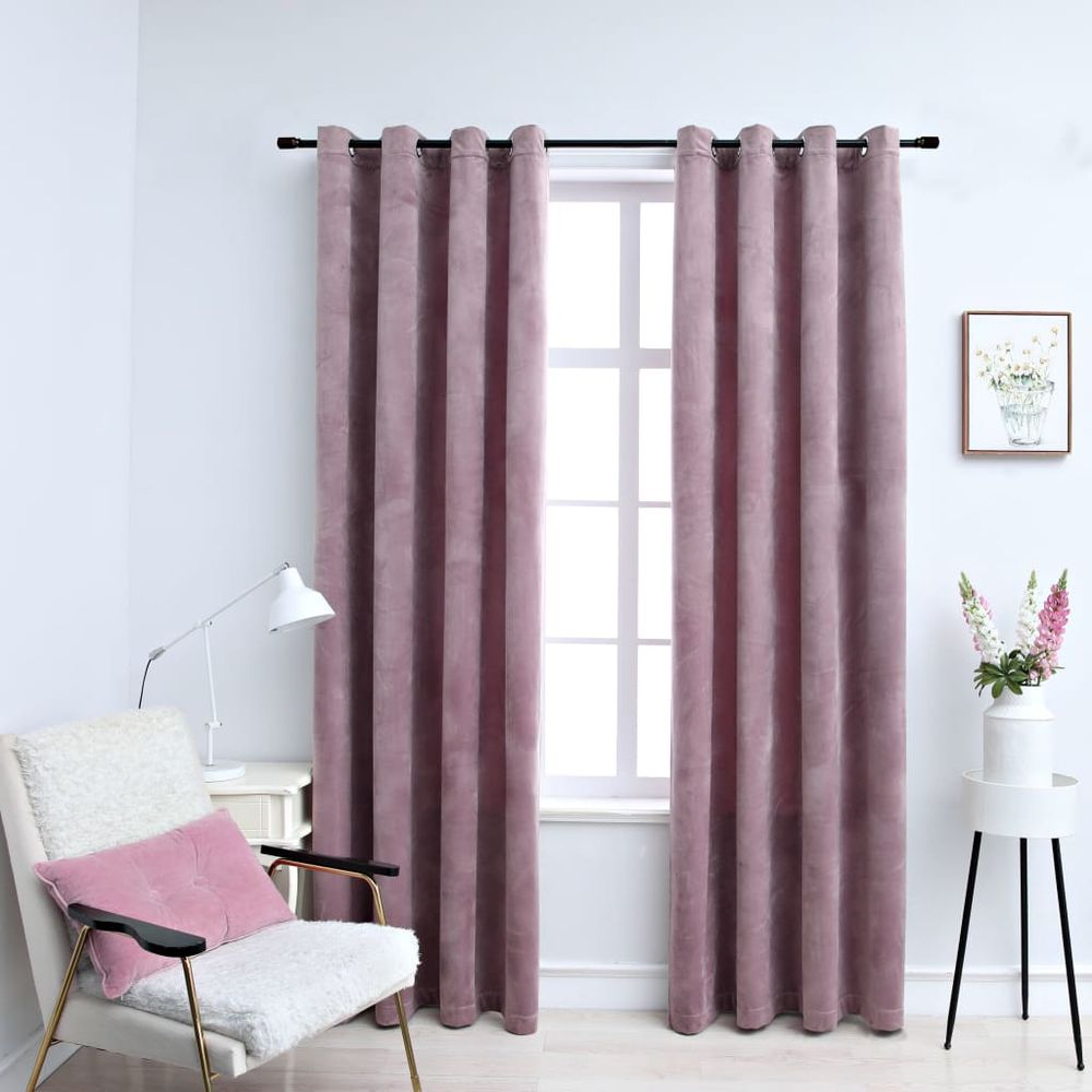 vidaXL Blackout Curtains with Rings 2 pcs Velvet Black 140x175 cm vidaXL