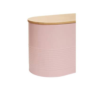 Orsina Stylish Pink Bread Bin with Wooden Lid Orsina