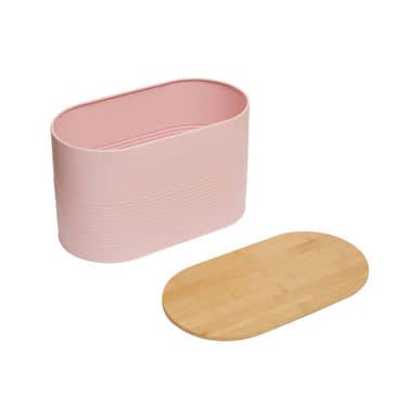 Orsina Stylish Pink Bread Bin with Wooden Lid Orsina