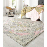 Stylish Pink Rug with Floral Patterns, Perfect for Enhancing Bedroom Decor