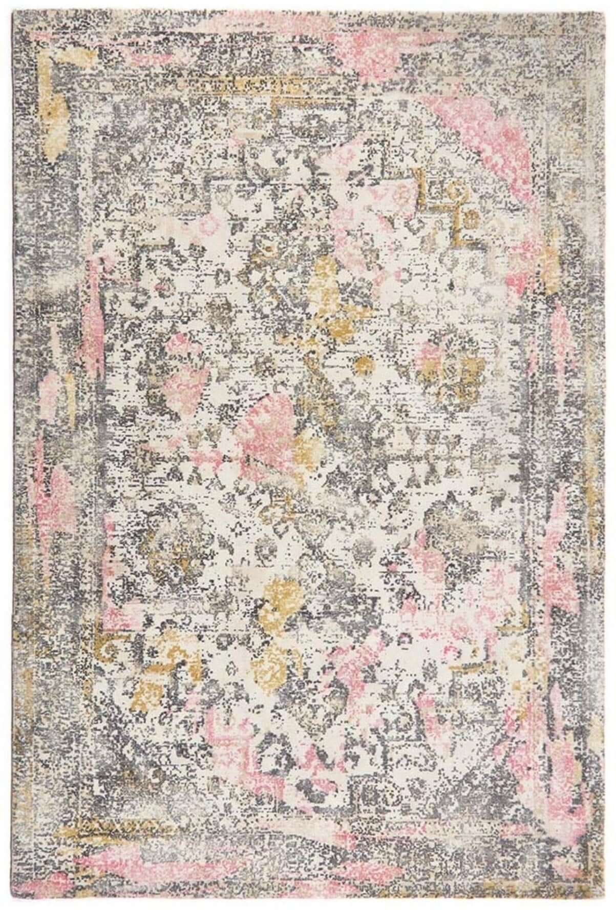 Elegant Pink Rug with Vintage Floral Pattern and Neutral Tones for Stylish Home Decor