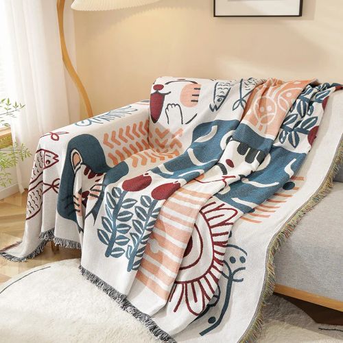 Blanekets Boho Plaid Blanket - Versatile Summer Throw for Home & Picnic N/A