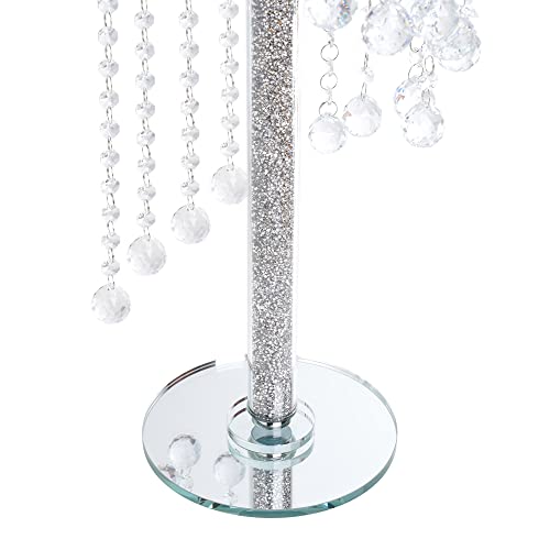 Elegant silver Plant Stand with crystal embellishments and a mirrored base for stylish floral displays