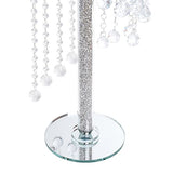 Elegant silver Plant Stand with crystal embellishments and a mirrored base for stylish floral displays