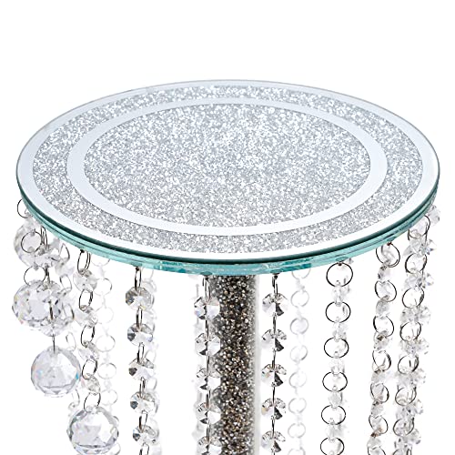 Glittering glass plant stand with crystal chains and a sparkling top for stylish indoor decor