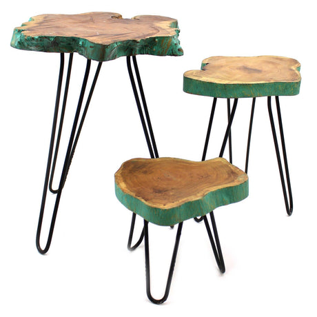 Set of 3 Gamal Wood Plant Stands - Greenwash AW Dropship UK
