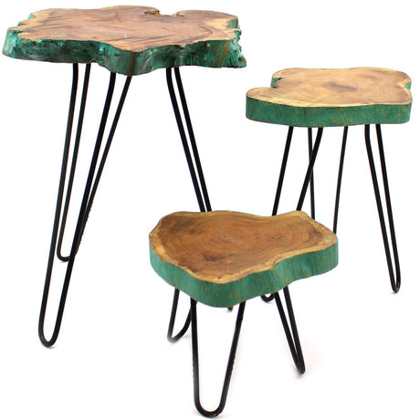 Set of 3 Gamal Wood Plant Stands - Greenwash AW Dropship UK