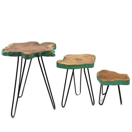 Set of 3 Gamal Wood Plant Stands - Greenwash AW Dropship UK