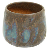 Orsina ceramic planter with a unique iridescent finish and rounded shape for indoor plants