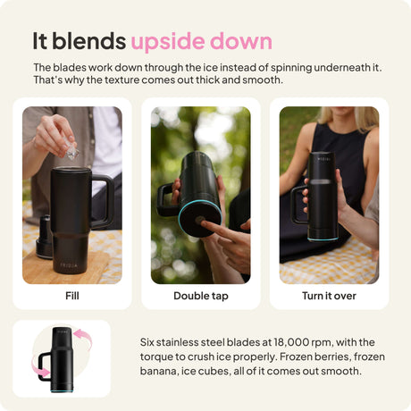 Fridja Portable Blender with a sleek design and stainless steel blades for effortless blending